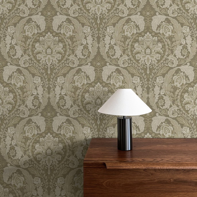 Harry &amp; Grace Peel &amp; Stick Thornton Vintage Damask Latte Wallpaper image 5 of 6