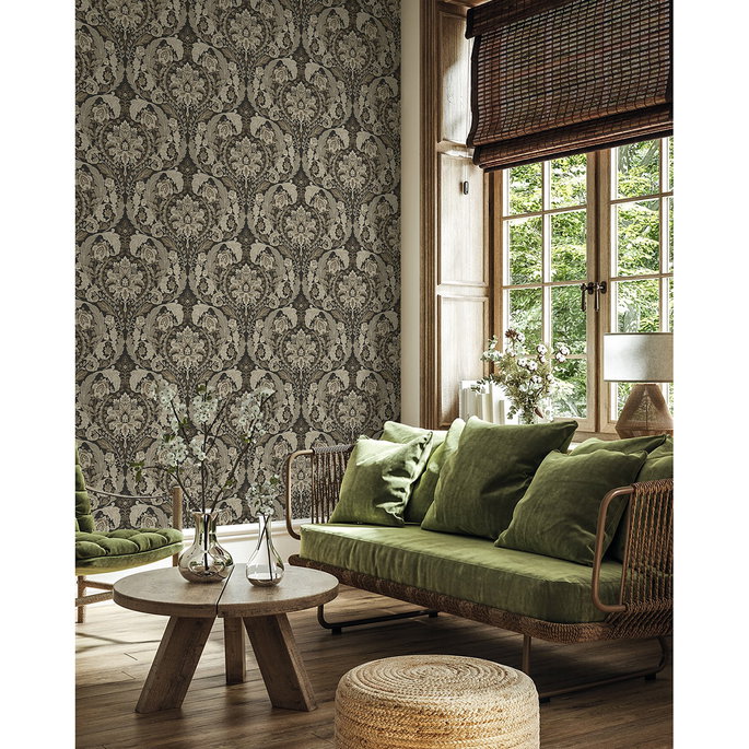 Harry &amp; Grace Peel &amp; Stick Thornton Vintage Damask Cliffside Wallpaper image 2 of 6