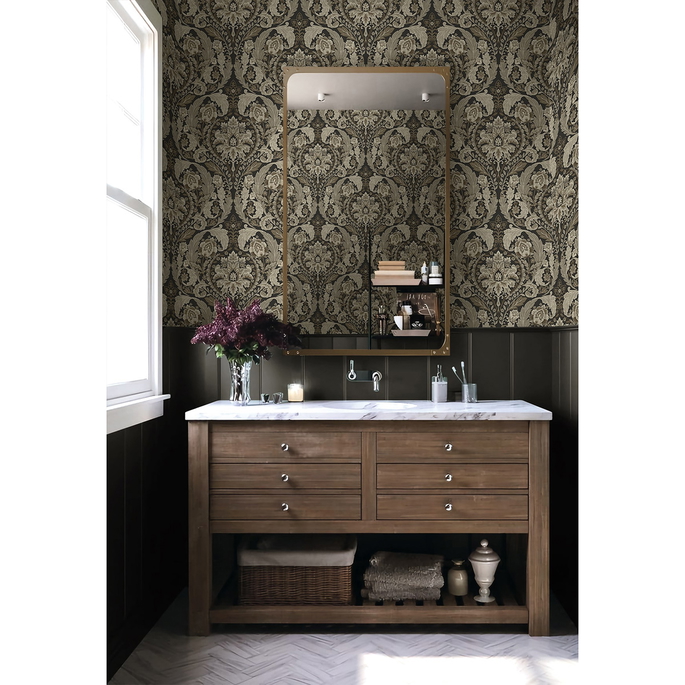 Harry &amp; Grace Peel &amp; Stick Thornton Vintage Damask Cliffside Wallpaper image 3 of 6