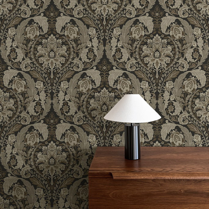 Harry &amp; Grace Peel &amp; Stick Thornton Vintage Damask Cliffside Wallpaper image 5 of 6