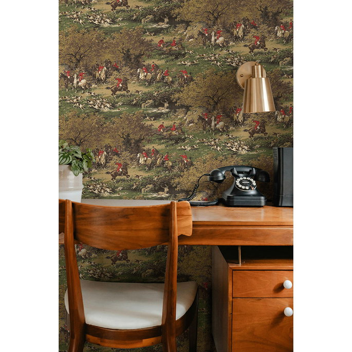 Harry &amp; Grace Peel &amp; Stick Taunton Hunt Scene Chestnut &amp; Rosemary Wallpaper image 2 of 6