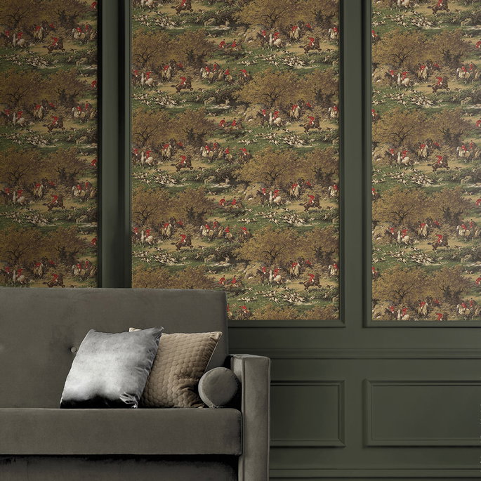 Harry &amp; Grace Peel &amp; Stick Taunton Hunt Scene Chestnut &amp; Rosemary Wallpaper image 3 of 6