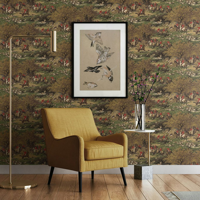 Harry &amp; Grace Peel &amp; Stick Taunton Hunt Scene Chestnut &amp; Rosemary Wallpaper image 4 of 6