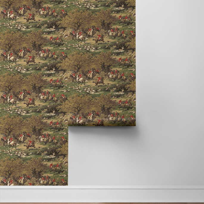 Harry &amp; Grace Peel &amp; Stick Taunton Hunt Scene Chestnut &amp; Rosemary Wallpaper image 6 of 6