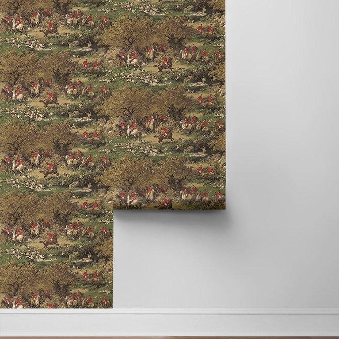 Harry &amp; Grace Peel &amp; Stick Taunton Hunt Scene Chestnut &amp; Rosemary Wallpaper image 6 of 6