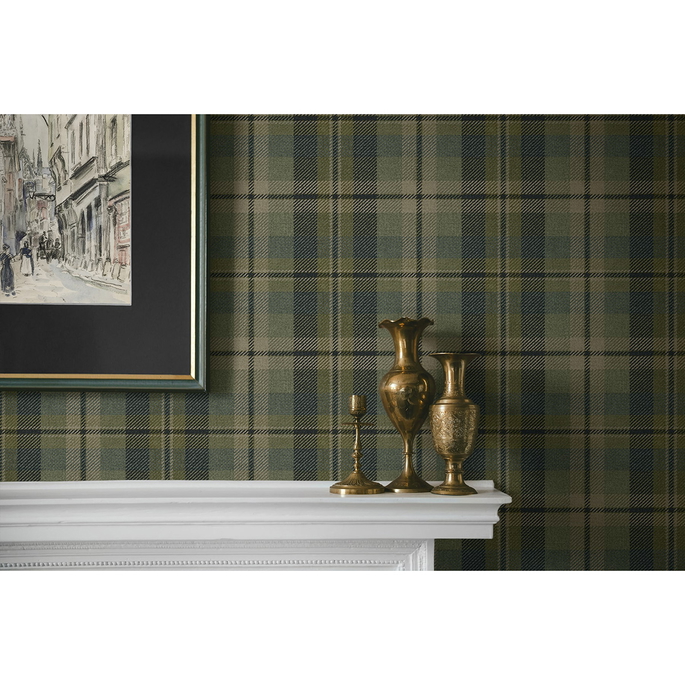 Harry &amp; Grace Peel &amp; Stick Thornbury Tailored Plaid Greenery Wallpaper image 4 of 6