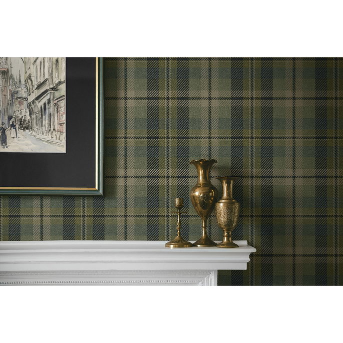 Harry &amp; Grace Peel &amp; Stick Thornbury Tailored Plaid Greenery Wallpaper image 4 of 6