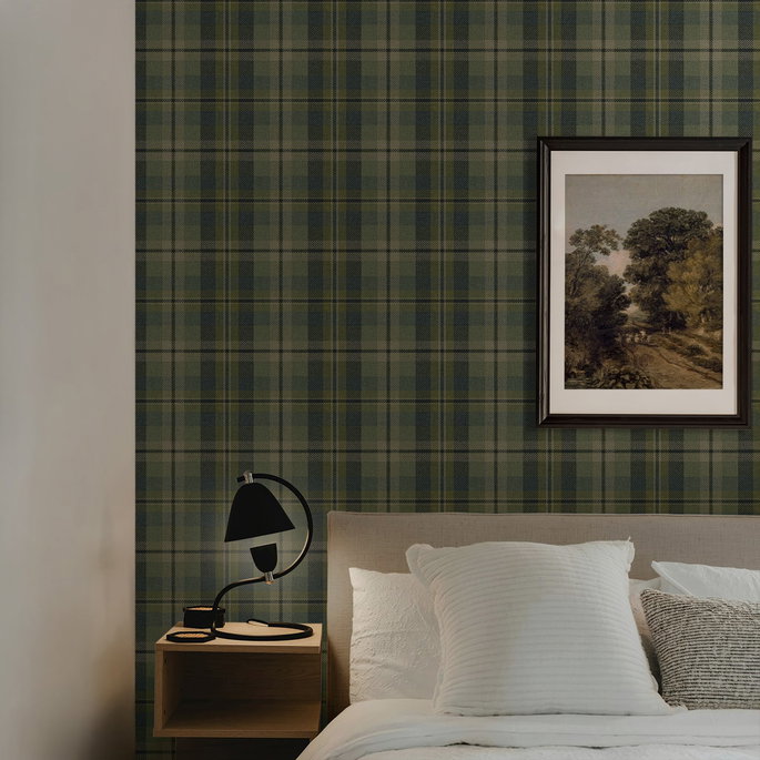 Harry &amp; Grace Peel &amp; Stick Thornbury Tailored Plaid Greenery Wallpaper image 5 of 6