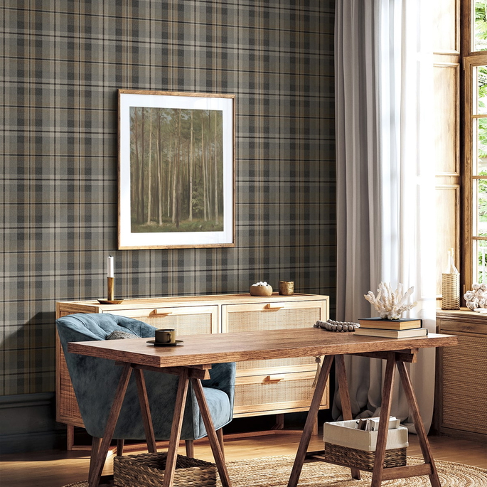 Harry &amp; Grace Peel &amp; Stick Thornbury Tailored Plaid Cliffside Wallpaper image 2 of 6