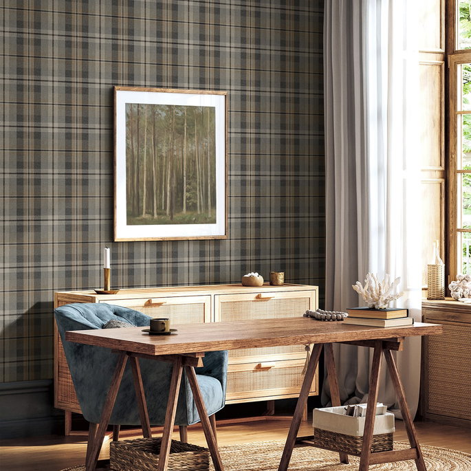 Harry &amp; Grace Peel &amp; Stick Thornbury Tailored Plaid Cliffside Wallpaper image 2 of 6