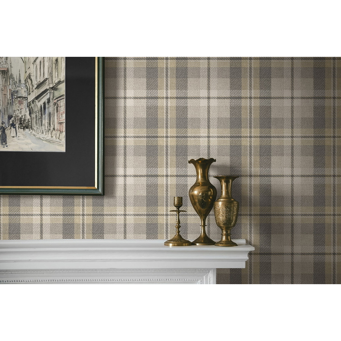 Harry &amp; Grace Peel &amp; Stick Thornbury Tailored Plaid Pavestone Wallpaper image 4 of 6