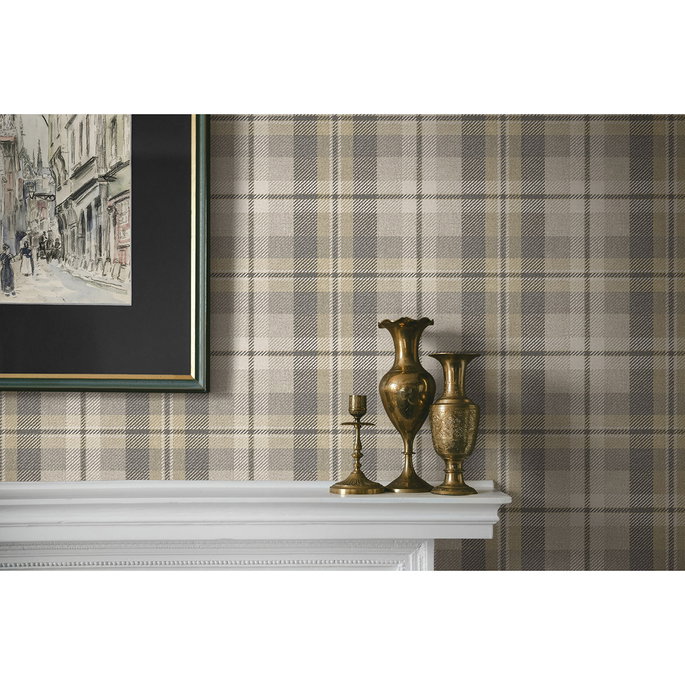 Harry &amp; Grace Peel &amp; Stick Thornbury Tailored Plaid Pavestone Wallpaper image 4 of 6
