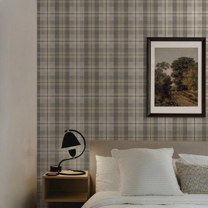 Harry &amp; Grace Peel &amp; Stick Thornbury Tailored Plaid Pavestone Wallpaper image 5 of 6
