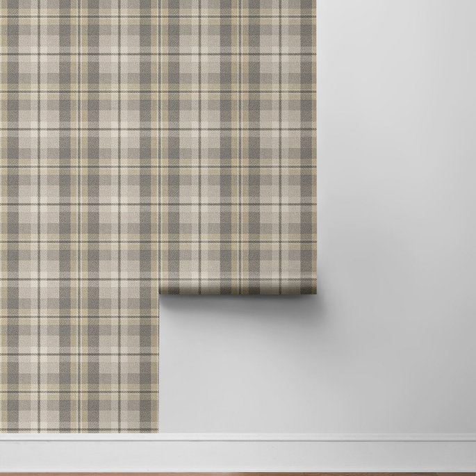 Harry &amp; Grace Peel &amp; Stick Thornbury Tailored Plaid Pavestone Wallpaper image 6 of 6