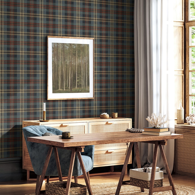 Harry &amp; Grace Peel &amp; Stick Thornbury Tailored Plaid Americana Wallpaper image 2 of 6