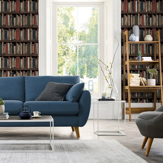 Harry &amp; Grace Peel &amp; Stick Faux Bookshelves Earth &amp; Ember Wallpaper image 3 of 6