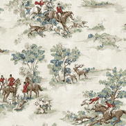 Harry & Grace Peel & Stick Horse Race Bluestone & Garnet Wallpaper