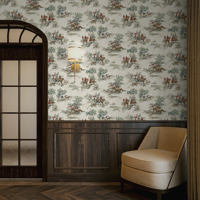 Harry &amp; Grace Peel &amp; Stick Horse Race Bluestone &amp; Garnet Wallpaper image 3 of 7