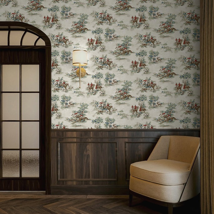 Harry &amp; Grace Peel &amp; Stick Horse Race Bluestone &amp; Garnet Wallpaper image 3 of 7