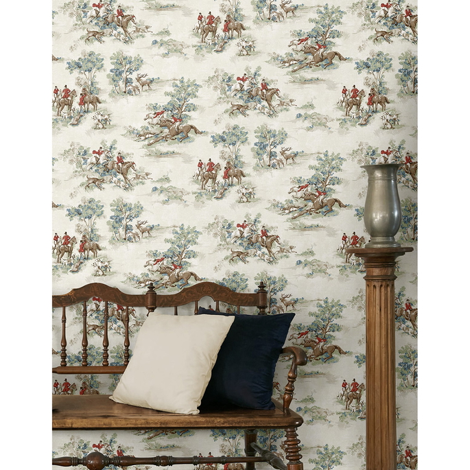 Harry &amp; Grace Peel &amp; Stick Horse Race Bluestone &amp; Garnet Wallpaper image 5 of 7