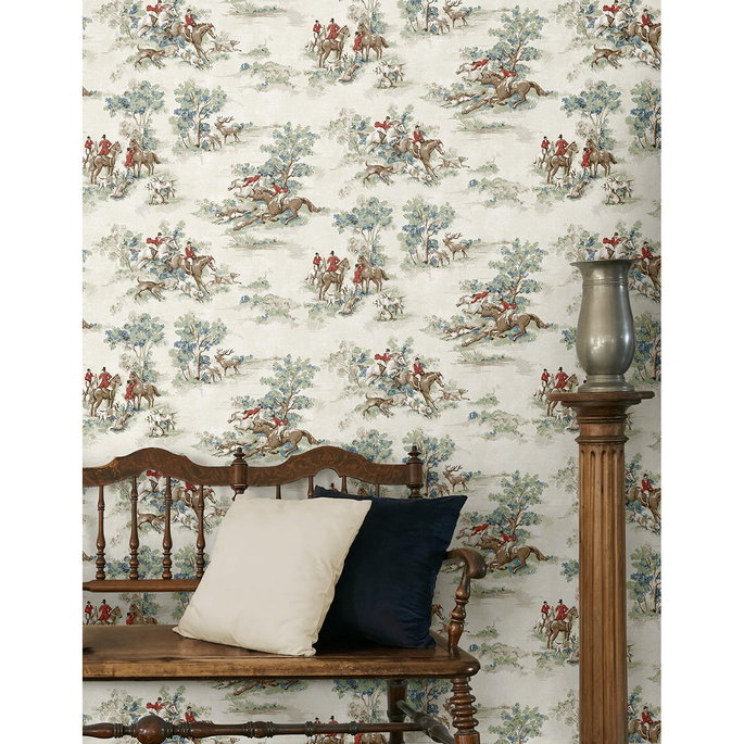 Harry &amp; Grace Peel &amp; Stick Horse Race Bluestone &amp; Garnet Wallpaper image 5 of 7