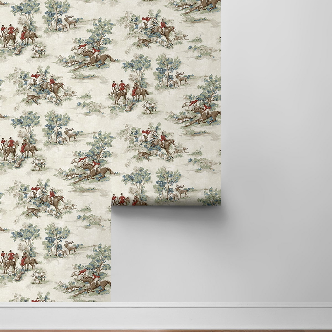Harry &amp; Grace Peel &amp; Stick Horse Race Bluestone &amp; Garnet Wallpaper image 7 of 7