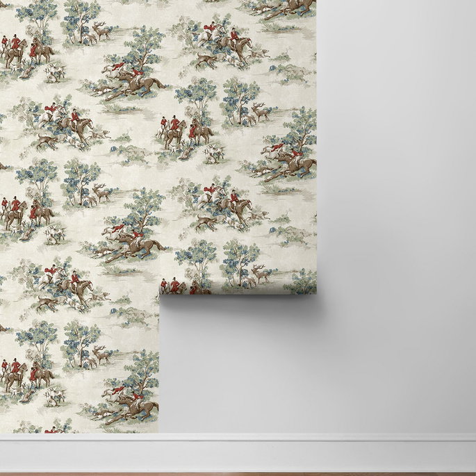 Harry &amp; Grace Peel &amp; Stick Horse Race Bluestone &amp; Garnet Wallpaper image 7 of 7