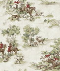 Harry & Grace Peel & Stick Horse Race Rosemary & Garnet Wallpaper