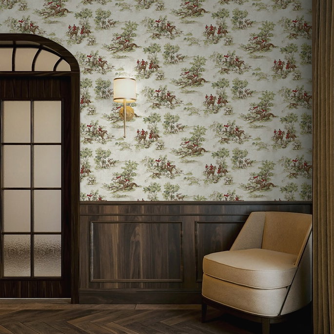 Harry &amp; Grace Peel &amp; Stick Horse Race Rosemary &amp; Garnet Wallpaper image 3 of 7