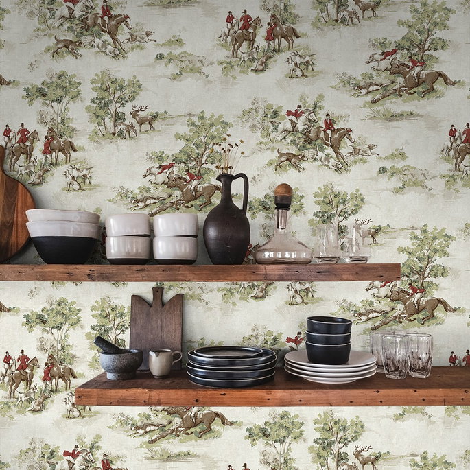 Harry &amp; Grace Peel &amp; Stick Horse Race Rosemary &amp; Garnet Wallpaper image 4 of 7
