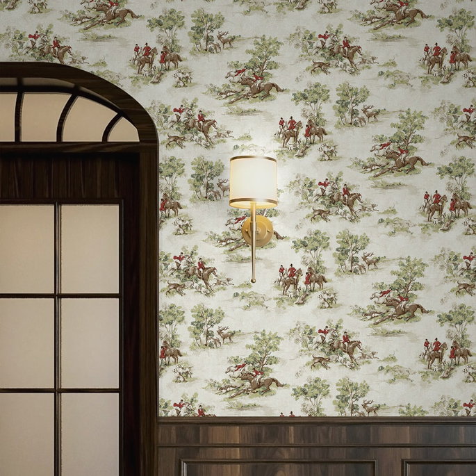 Harry &amp; Grace Peel &amp; Stick Horse Race Rosemary &amp; Garnet Wallpaper image 6 of 7