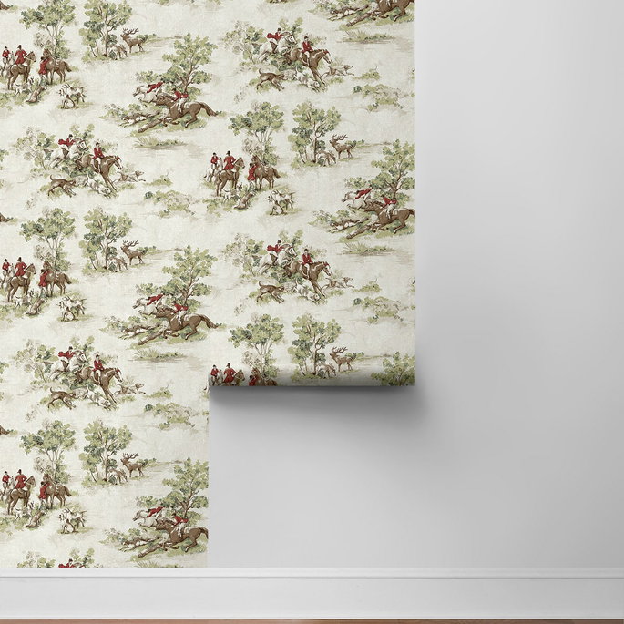 Harry &amp; Grace Peel &amp; Stick Horse Race Rosemary &amp; Garnet Wallpaper image 7 of 7