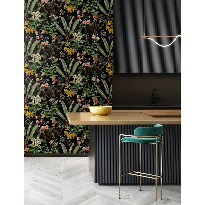 Harry &amp; Grace Peel &amp; Stick Panther Jungle Onyx Wallpaper image 4 of 7