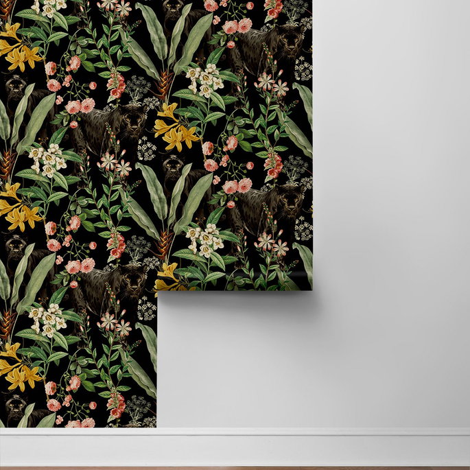 Harry &amp; Grace Peel &amp; Stick Panther Jungle Onyx Wallpaper image 7 of 7
