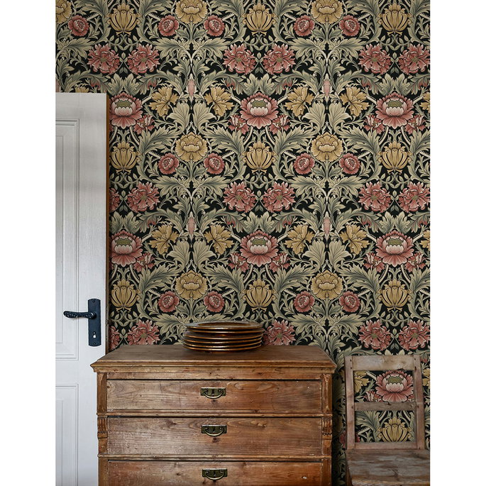 Harry &amp; Grace Peel &amp; Stick Acanthus Floral Cameo Ebony Wallpaper image 2 of 7
