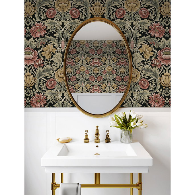 Harry &amp; Grace Peel &amp; Stick Acanthus Floral Cameo Ebony Wallpaper image 4 of 7