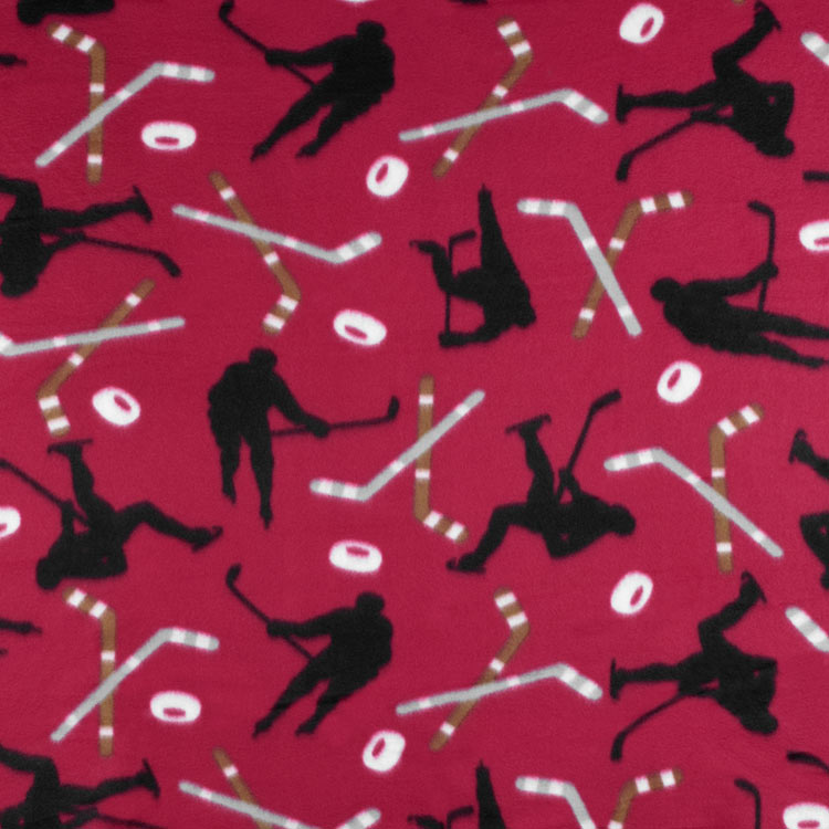 Red Hockey Fleece Fabric