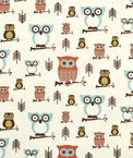 Premier Prints Hooty Village/Natural Canvas Fabric