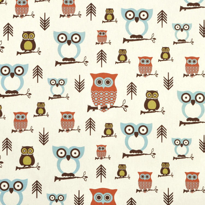 Premier Prints Hooty Village/Natural Canvas Fabric image 1 of 5