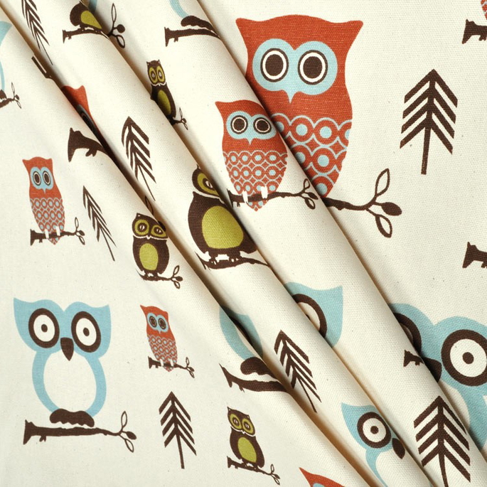 Premier Prints Hooty Village/Natural Canvas Fabric image 3 of 5