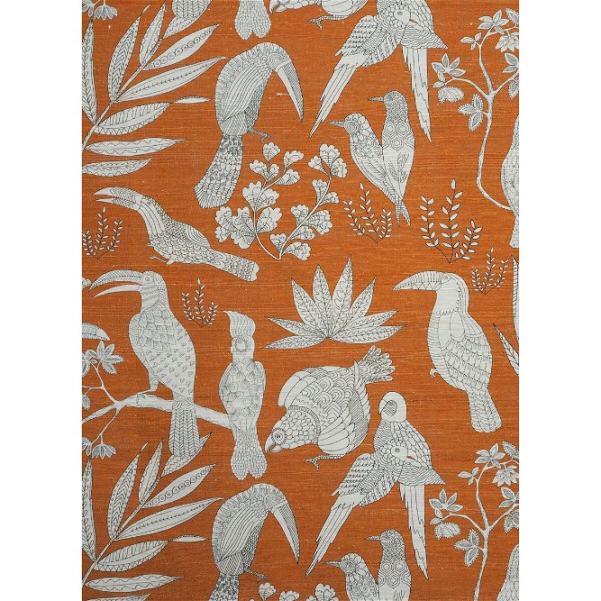 Brunschwig &amp; Fils Silk Bird Arancia Fabric