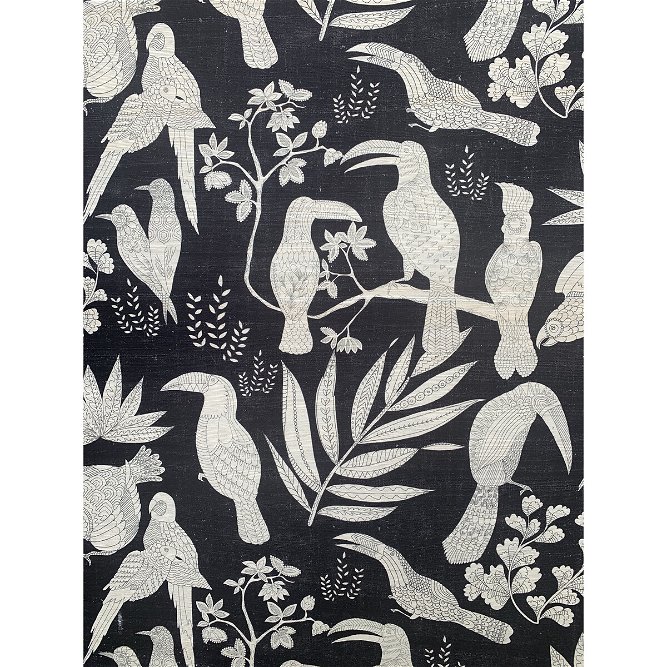 Brunschwig &amp; Fils Silk Bird Ebony Fabric