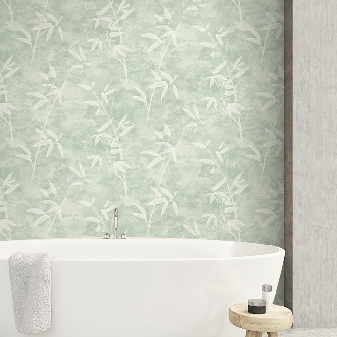 Seabrook Designs Honshu Bamboo Seafoam Wallpaper image 2 of 2