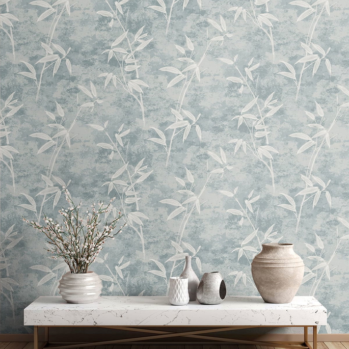 Seabrook Designs Honshu Bamboo Blue Smoke Wallpaper image 2 of 2