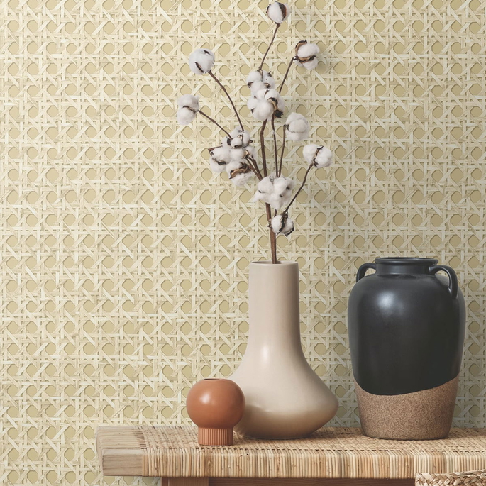Seabrook Designs Mika Wheat Wallpaper image 2 of 2