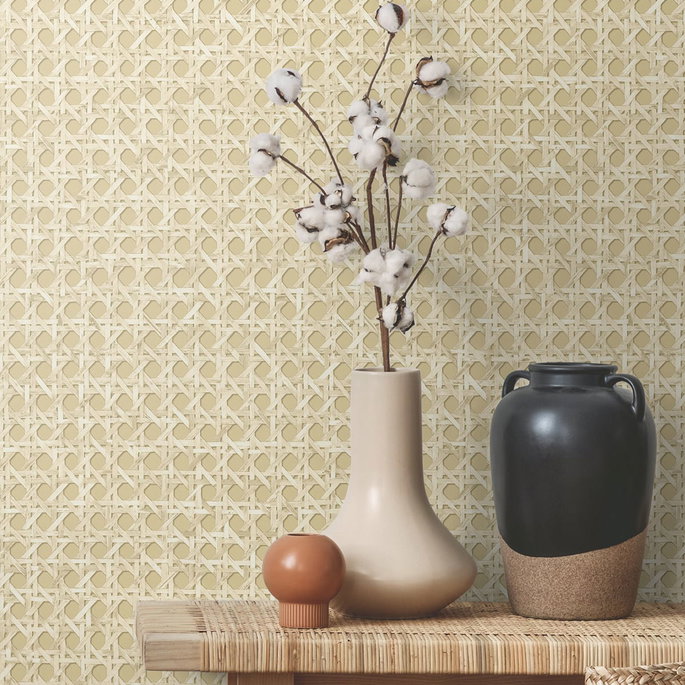 Seabrook Designs Mika Wheat Wallpaper image 2 of 2