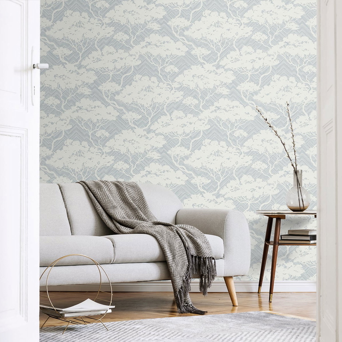 Seabrook Designs Nara Blue Mist Wallpaper image 3 of 3