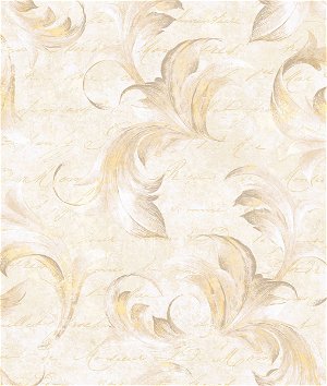 Seabrook Designs Cousteau Acanthus Leaves Beige & Gold Wallpaper