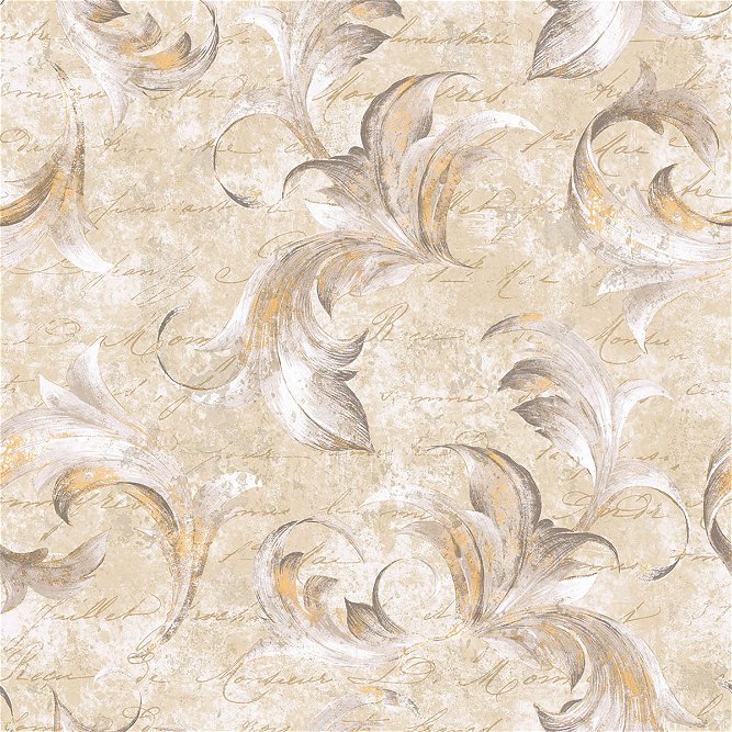 Seabrook Designs Cousteau Acanthus Leaves Taupe &amp; Gold Wallpaper