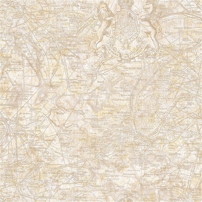 Seabrook Designs Vespucci Map Beige &amp; Gold Wallpaper